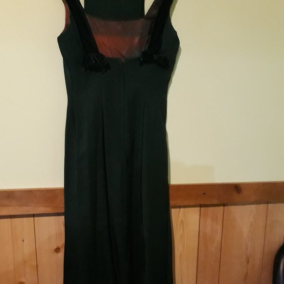 Vintage Green Prom Dress Formal Gown with Scarf - Picture 5 of 7